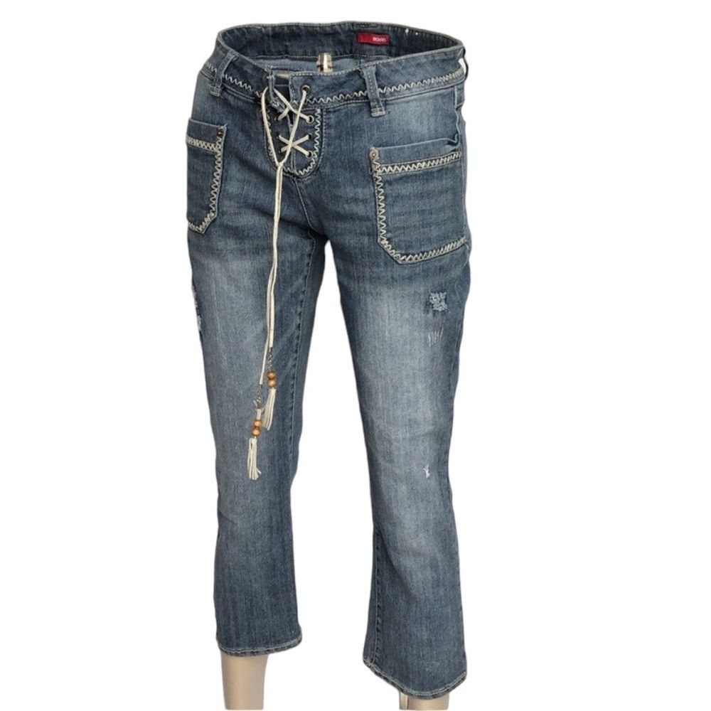 Vintage Bongo distressed denim boho hippie Capri jeans size 11